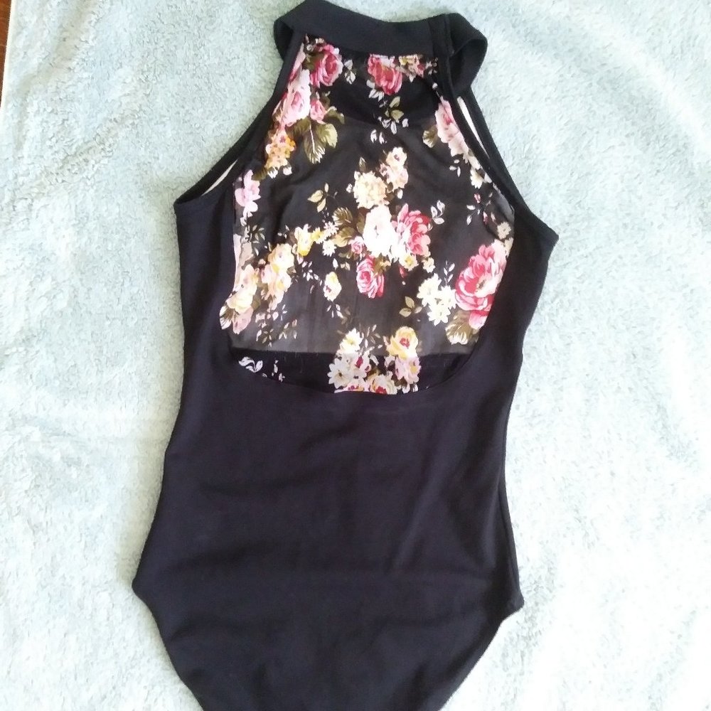 EUC* 3 size L black body suits/leotard with sheer back panel
